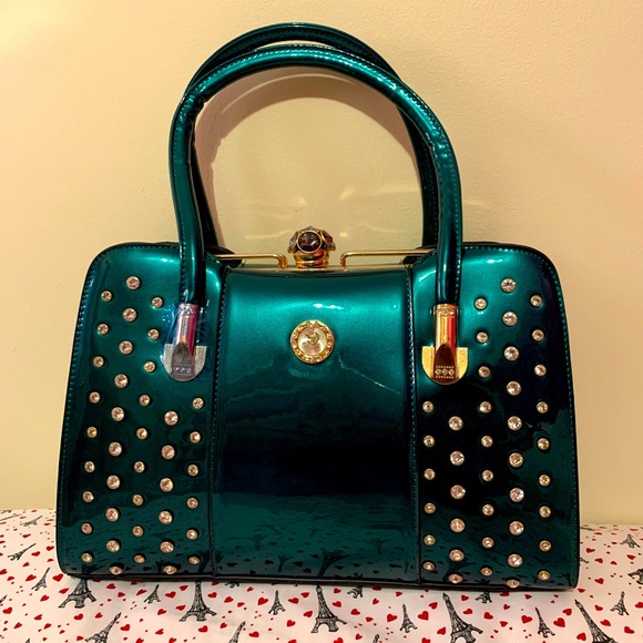 Handbags - The huntress patent and rhinestone studded purse! Last one! New!